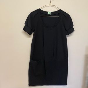 Theory Black puff sleeve dress